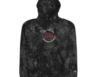 defend the sacrit (Trans Luv) embroidered Unisex Champion tie-dye hoodie