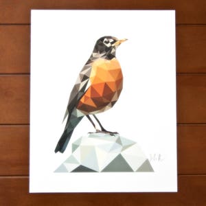 Geometric Bird 8x10 Print - American Robin