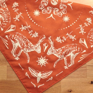 Jackrabbit Desert Bandana/Handkerchief/Mask - Hare, Moths, Joshua Tree, Creosote Bush - Men's Women's Southwest Inspired - 100% Cotton