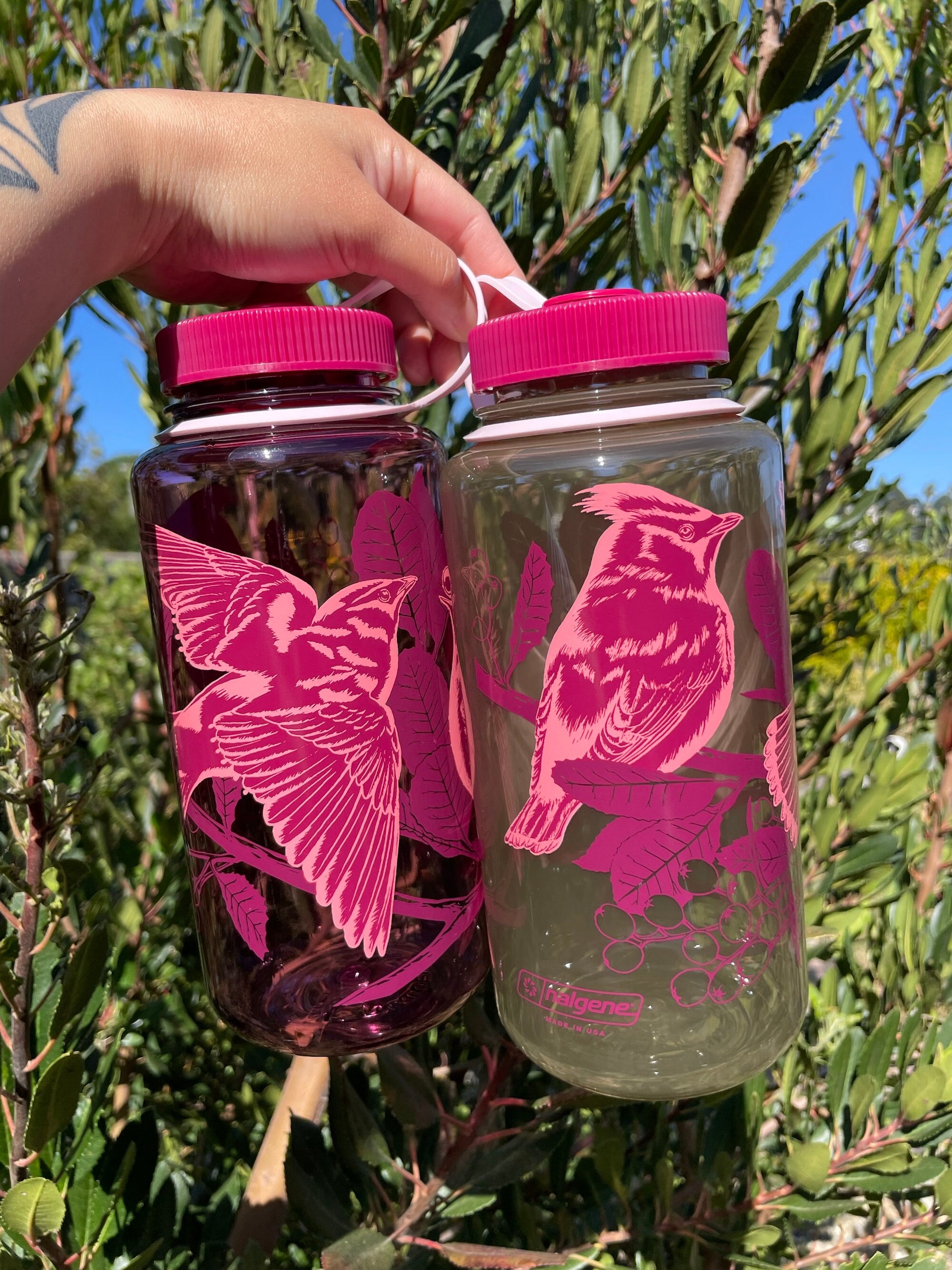 Cedar Waxwing Bird Nalgene Water Bottle: Recycled Plastic 32oz