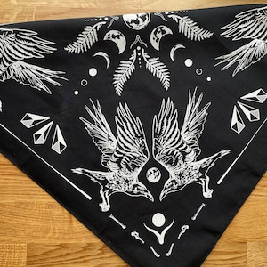 Raven Bandana/Handkerchief/Mask - Ravens, Crows, Mystical, Magic, Witchy - Men's Women's Classic Paisley Inspired - 100% Cotton