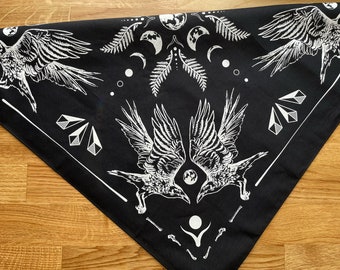 Raven Bandana/Handkerchief/Mask - Ravens, Crows, Mystical, Magic, Witchy - Men's Women's Classic Paisley Inspired - 100% Cotton