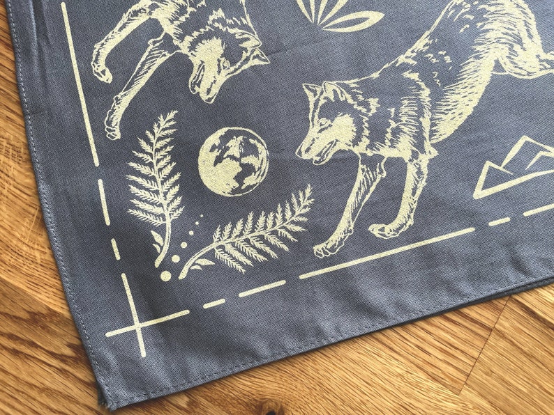 Gray Wolf Bandana/Handkerchief/Mask/Face Covering Wolves Wildlife Men's & Women's Classic Paisley Inspired 100% Cotton image 2