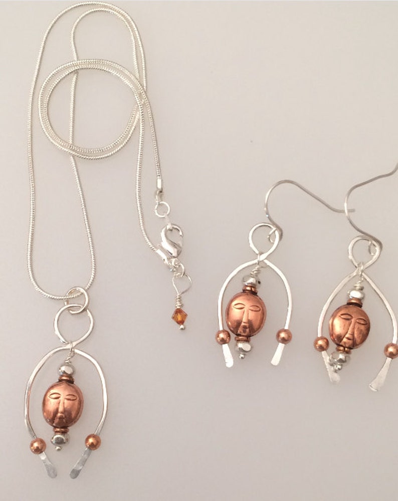 Argentium Silver and Copper Goddess jewelry set