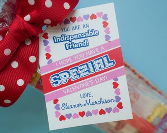 Indispensable Friend Special Valentines Day PERSONALIZED Valentine's 25 PRINTED TAGS