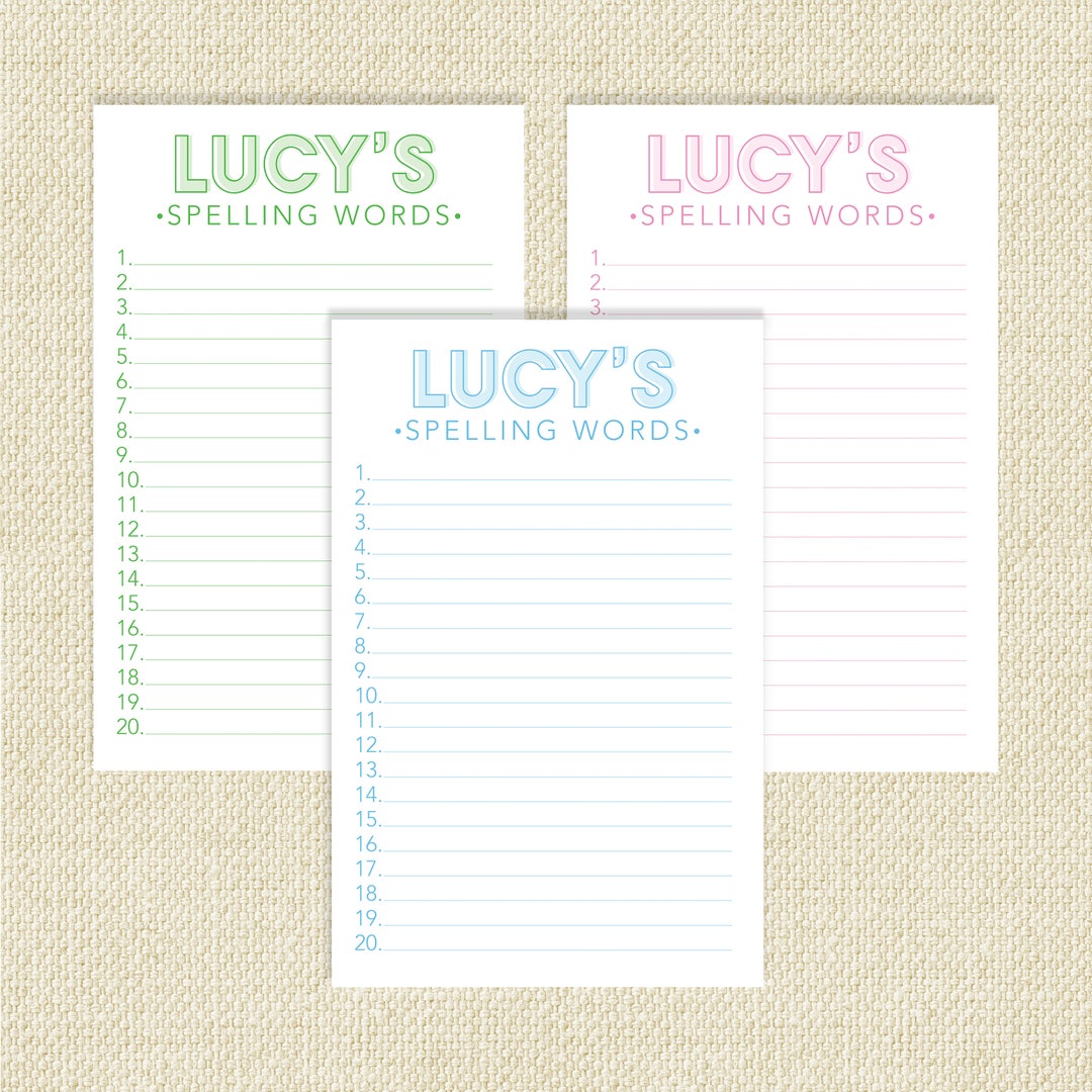 Spelling Word Notepad Personalized Etsy