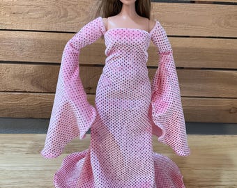 Peppermint Candy Glitter Velvet Medieval  Gown for 11.5” Fashion Doll