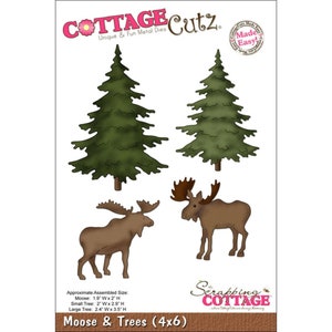 CottageCutz Dies wählt aus: Moose & Trees, Rustikales Schild und Bäume, Waldhütte