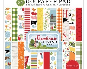 Carta Bella Double-Sided Paper Pad 6"X6" 24/Pkg Farmhouse Living, Welcome Fall