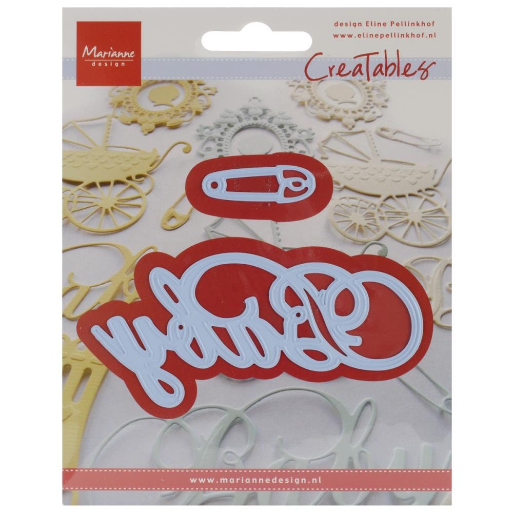 Marianne conçoit Creatables Die ~ bébé texte & épingle à nourrice, 4 "X 2 » et 1,5 « x 5 » LR0217 ~ Marianne ~ conçoit Creatables Die ~ Marianne bébé texte & épingle à nourrice, 4