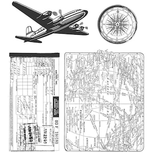 Tim Holtz Holiday Cling Stamps ESCOLHA UM Viagem aérea, viajantes do tempo