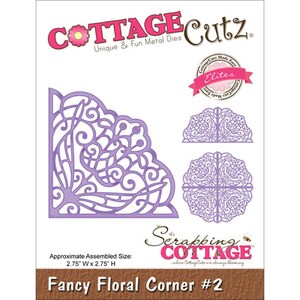 CottageCutz Elites Die 2.75&quot;X2.75&quot; ~ Fancy Floral Corner #2, CCE020 Retired!