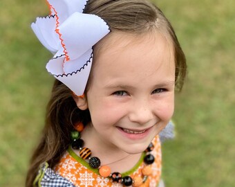 Lazos para el pelo de punto de luna de Halloween Boo para niñas pequeñas