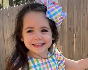 Lazo para el pelo de cuadros vichy brillantes