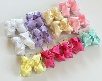Lazo para el cabello con volantes - Colores de Pascua - Lazo de boutique para niñas de 4 a 5,5 pulgadas hecho a mano