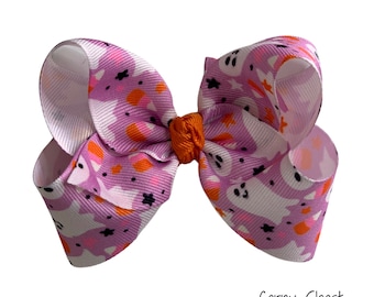 Corny Ghost Hairbow for Halloween with Candy Corn