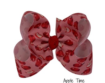 Apple Hair Bow: Back to School Outfit, Handmade in Texas