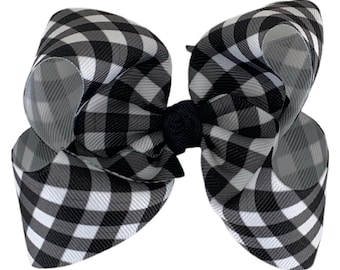 Lazo para el pelo de cuadros vichy negros