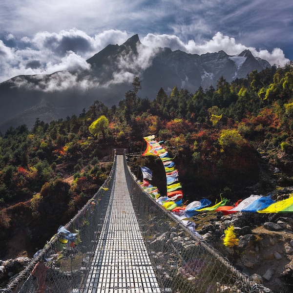 Spanning the Gap - Shyala - Manaslu Circuit - Great Himalayan Trail, Nepal - Fine Art Photo Print - Home Decor