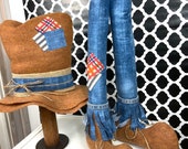 Scarecrow wreath attachments in denim, scarecrow legs and hat, scarecrow deco, fall decor, fall wreath attachments