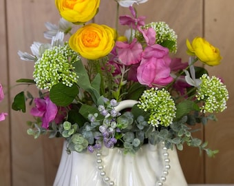 Purse Floral arrangement for Her/ Mothers Day Gift/ Gift  for Her / everyday centerpiece  /floral decor/ table decor