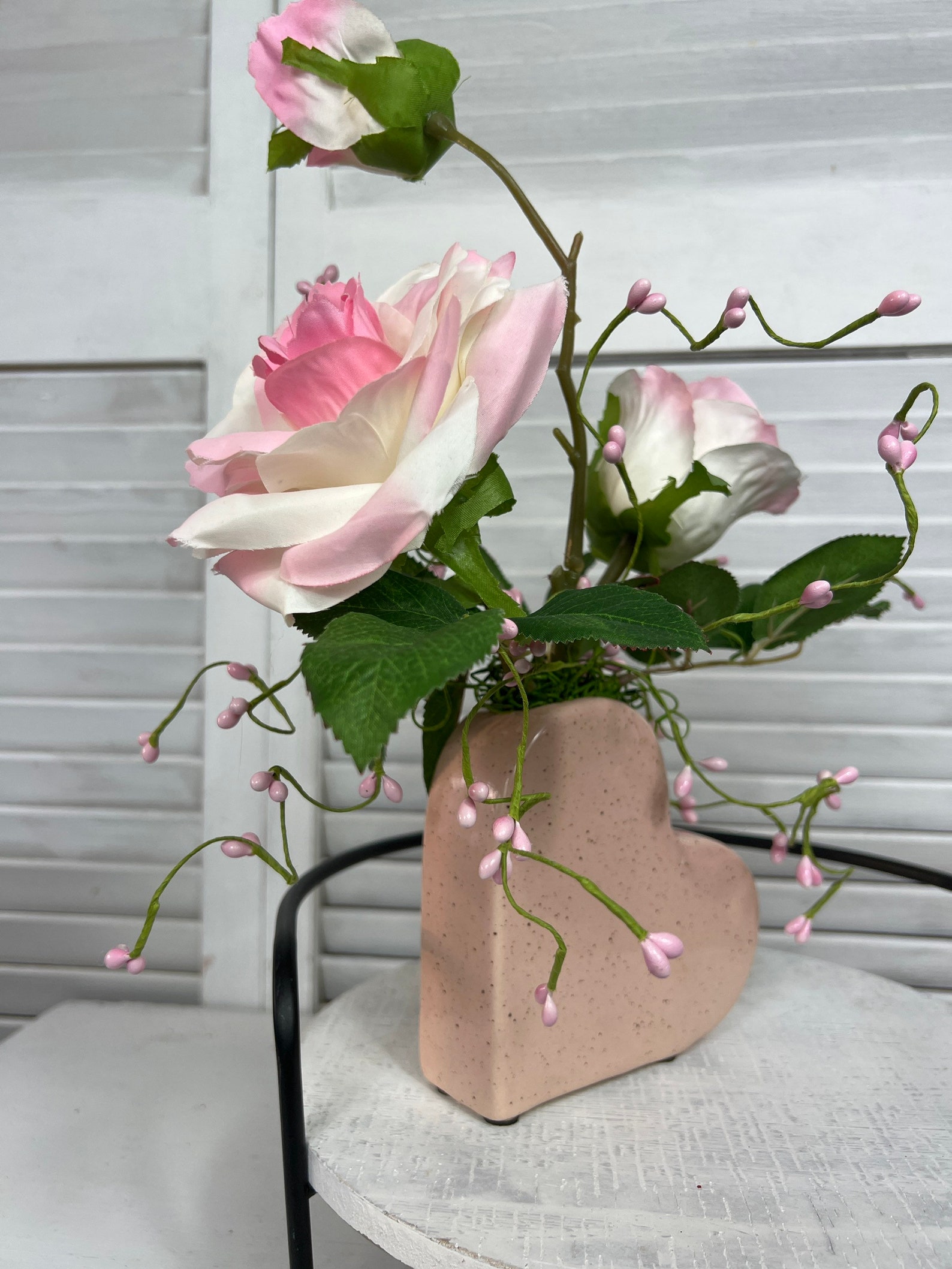 Heart Shaped Centerpiece Rose Tabletop Centerpiece Valentine Etsy