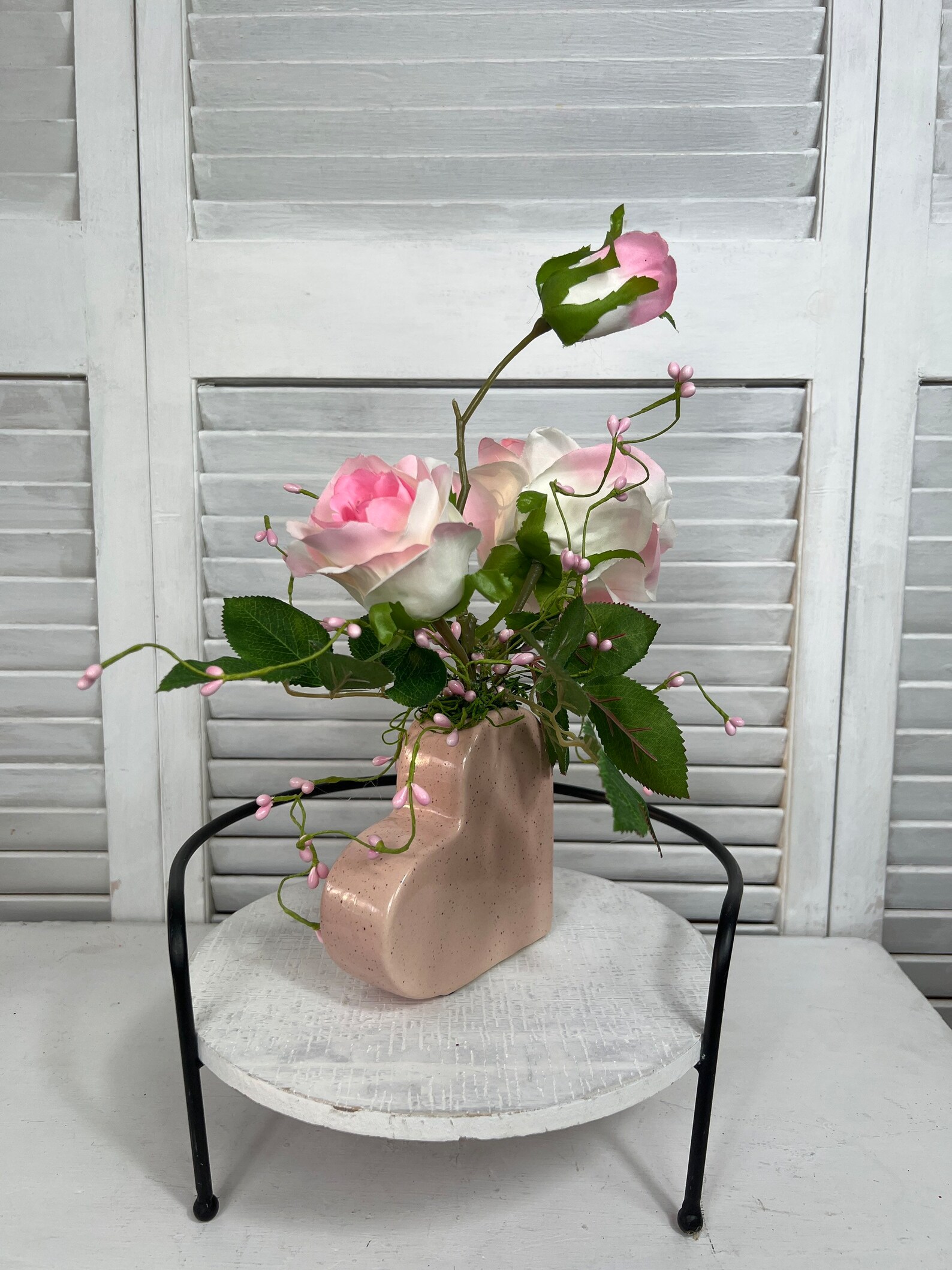 Heart Shaped Centerpiece Rose Tabletop Centerpiece Valentine Etsy