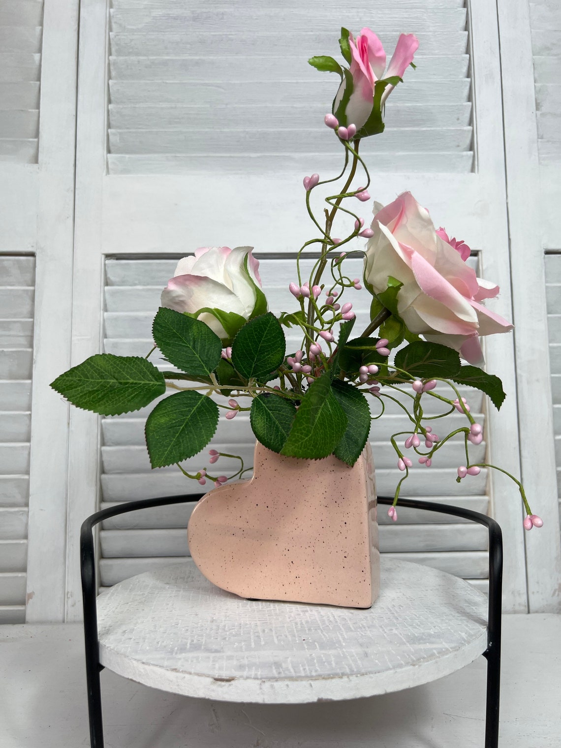 Heart Shaped Centerpiece Rose Tabletop Centerpiece Valentine Etsy