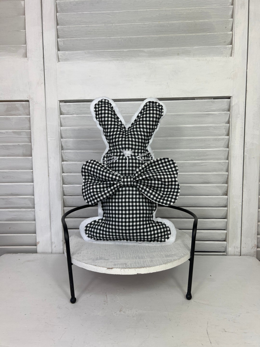 Felt Bunny black and White Mini-check, Stuffed Fabric Bunny, Spring ...