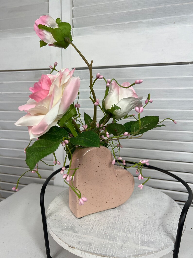 Heart Shaped Centerpiece Rose Tabletop Centerpiece Valentine Etsy