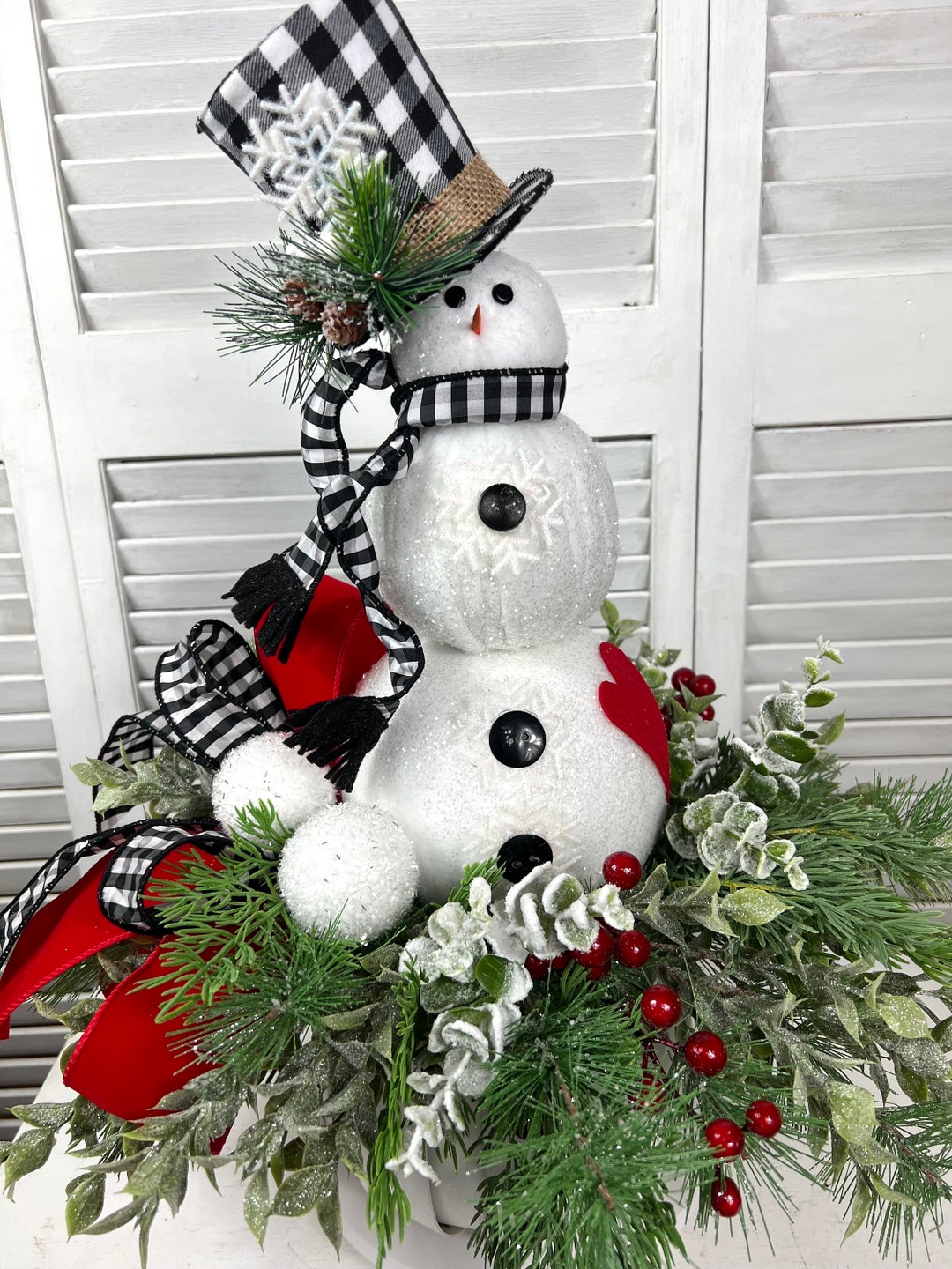 Snowman Centerpiece Snowman Decor Snowman Basket Xmas Etsy