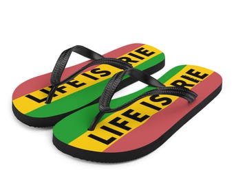 Red Gold Green Flip-Flops