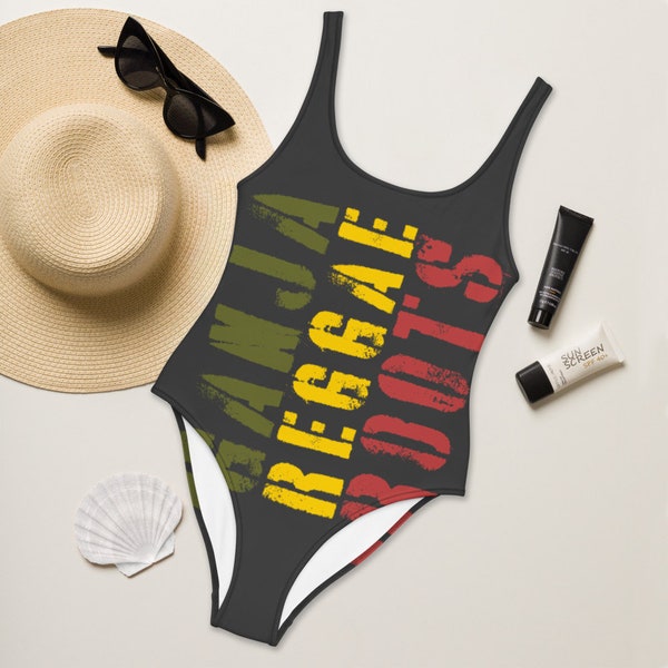 Red Gold Green One-Piece Swimsuit, Reggae clothing, Rasta clothing