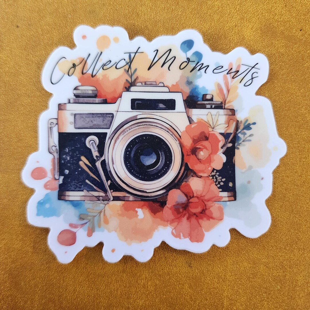 Vintage Camera Sticker With Wildflowers | Vinyl, Waterproof Sticker ...