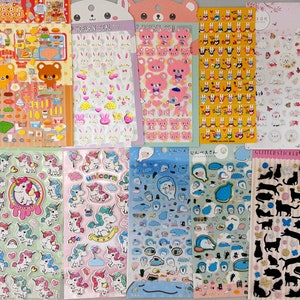 Autocollants japonais kawaii ! Autocollant animal en feutre, autocollants Teddy shop, licorne, baleines, chiens, lapins et autocollants chat pailleté ! (BST-6)