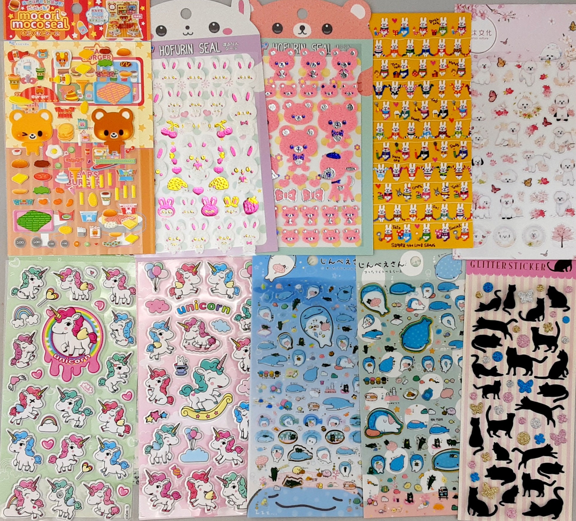 Glitter Stickers Sheet,100pcs/box Cartoon Animal Stickers,kawaii  Stickers,cute Stationery 