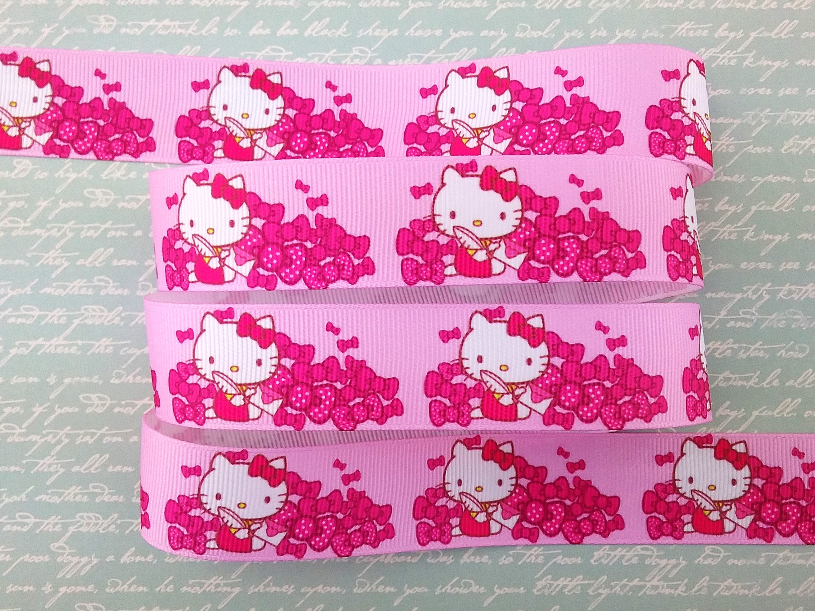 Pink Grosgrain Hello Kitty ribbons Available in Hello Kitty Etsy