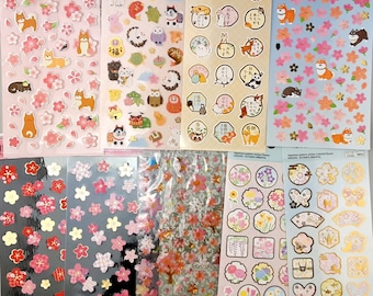 Japanese Traditional Style  Sticker of Cherry Blossoms, Shiba Inu, Lucky Cat....available in 9 designs (BST-10) 100% Made in Japan