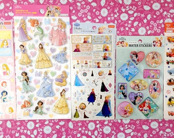 Made in Japan Disney Sticker! Choose from water filled, pop up, gold printed Princesses, Frozen, or Cars 5  different designs! (ST32/BST-13)