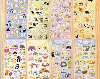 Very Cute Plastic Pop Up Shiba Inu Japanese dog Stickers available in 8 designs, perfect for any projects (ST8)