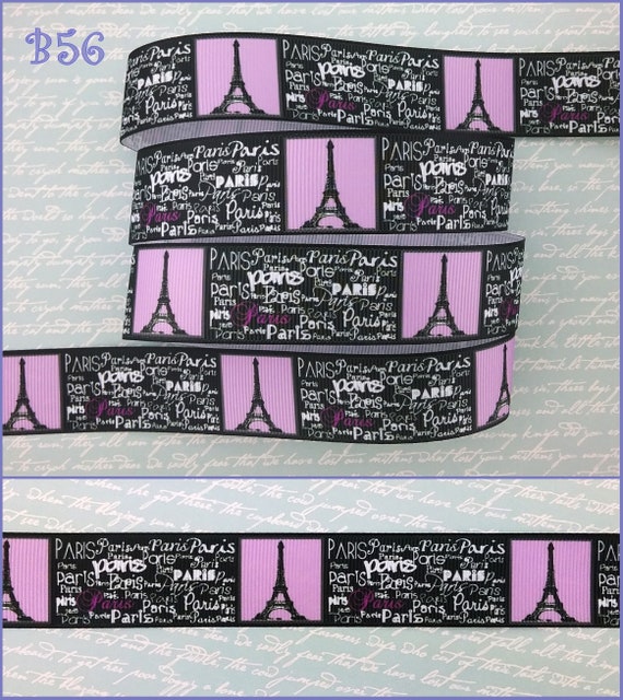 5 yards 7//8/" Birds In Paris Eiffel Tower Printed Grosgrain Ribbon
