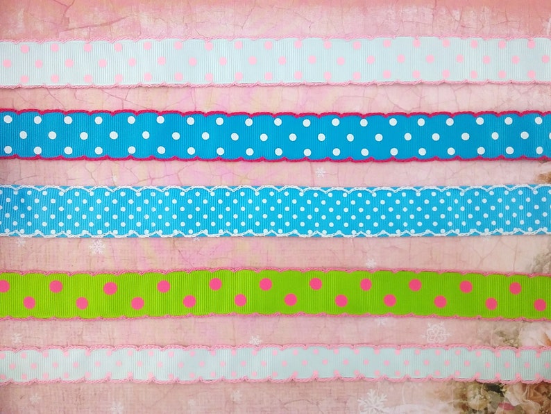 Pretty Polka Dots Grosgrain ribbon crochet edge! Available in 5