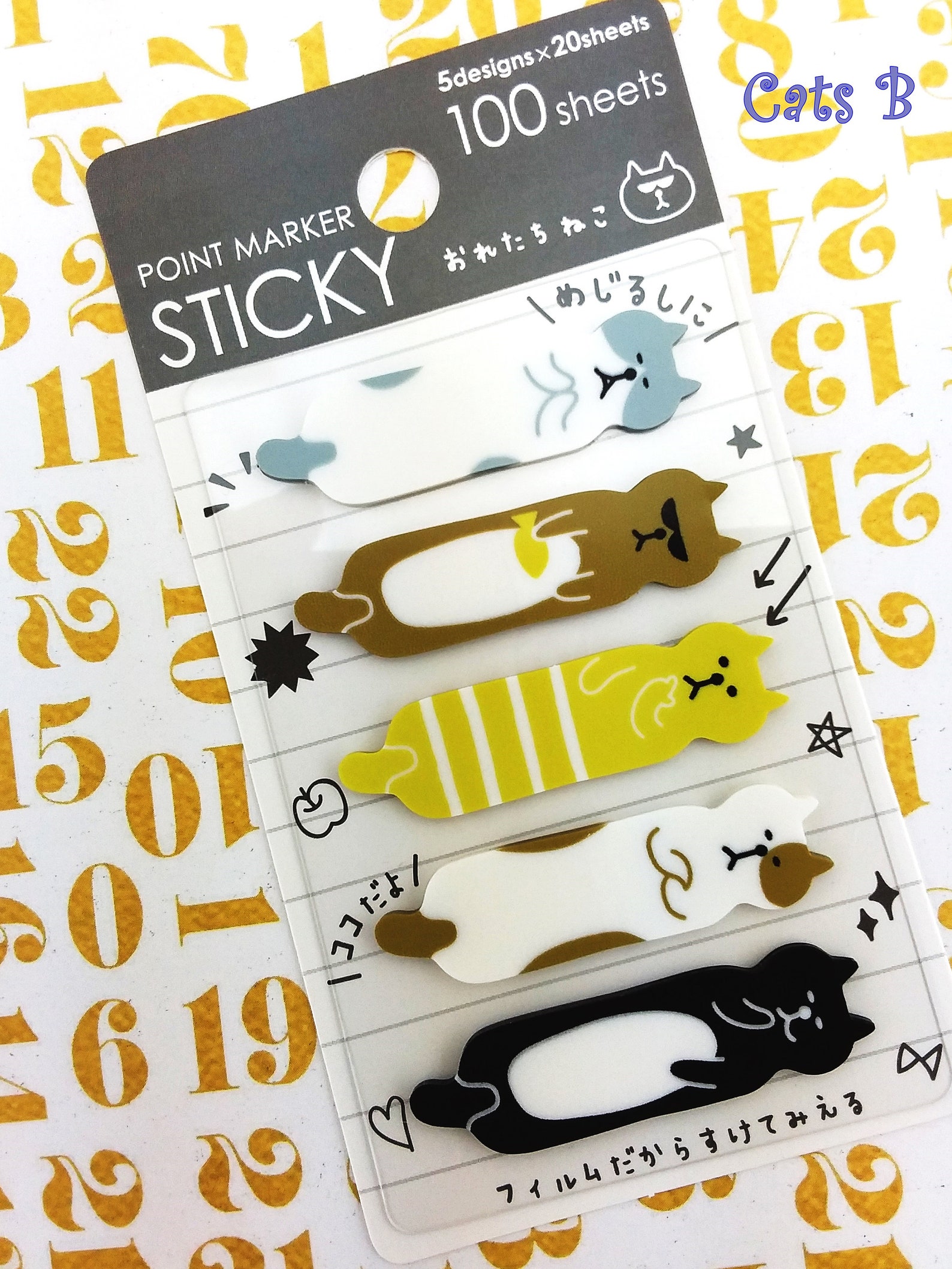 Cute Sticky Tags Choose from Cats or Notes 4 different - Etsy 日本