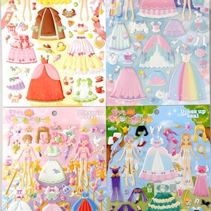Lindas princesas da moda para meninas vestem adesivos pop-up inchados! (BST-8)