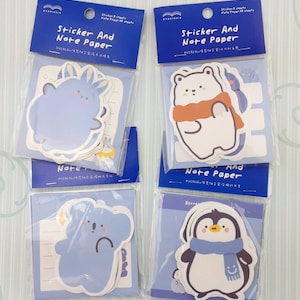Set di adesivi e fogli per appunti con animali super carini e grassi con 8 fogli di adesivi e 48 fogli per appunti! Scegli tra 4 design!