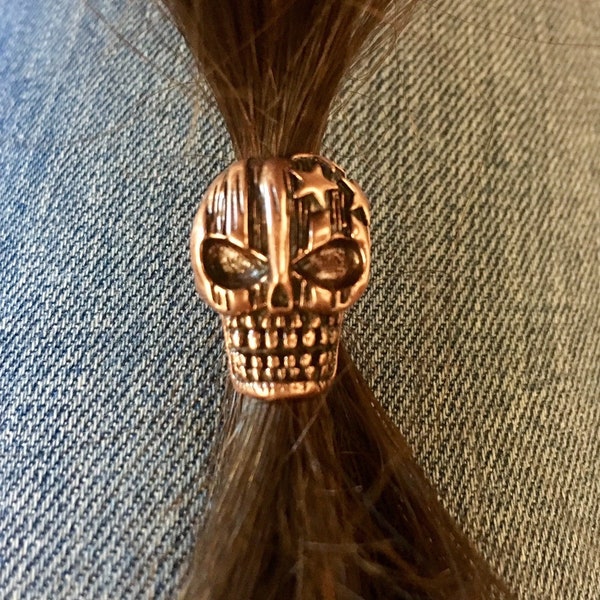 Bead for beards or dreads Skull with Stars and Stripes. Choose silver, bronze or copper