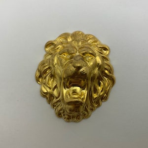 真鍮製のライオンの頭、背面に空洞の型、3D 顔のライオン