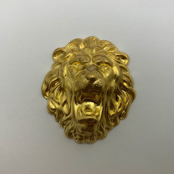 Brass Lion head, mold hollow on back 3d face lion