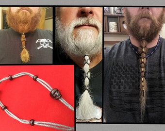 Beard Lacer with Black beads and Black skull: Choose rope color