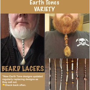 Beard Hair lacers. Earth Tones. Many designs to choose from. Beard accessory,  Beard ties, dreadlocks, hair.